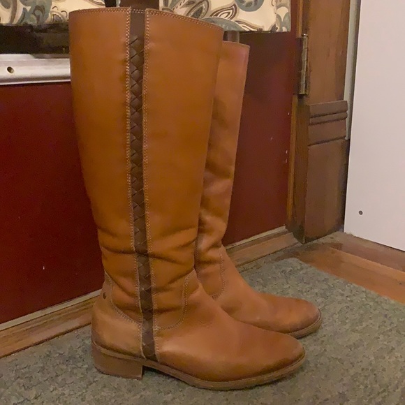 Cognac real leather riding boots (size 8) - Picture 1 of 3